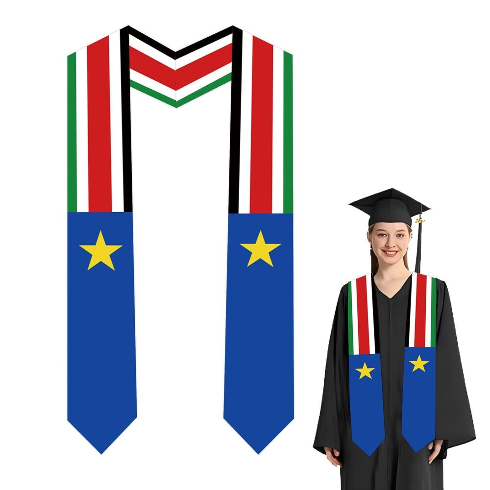 9331 South Sudan National Flag Graduation Stole Embroidery Sash for Study